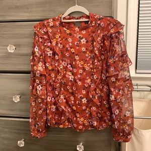 Floral ruffle blouse